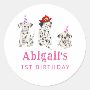 Firefighter Girl Birthday Party Favor  Classic Round Sticker