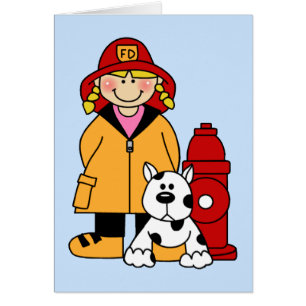 Firefighter (Girl) Blank Card