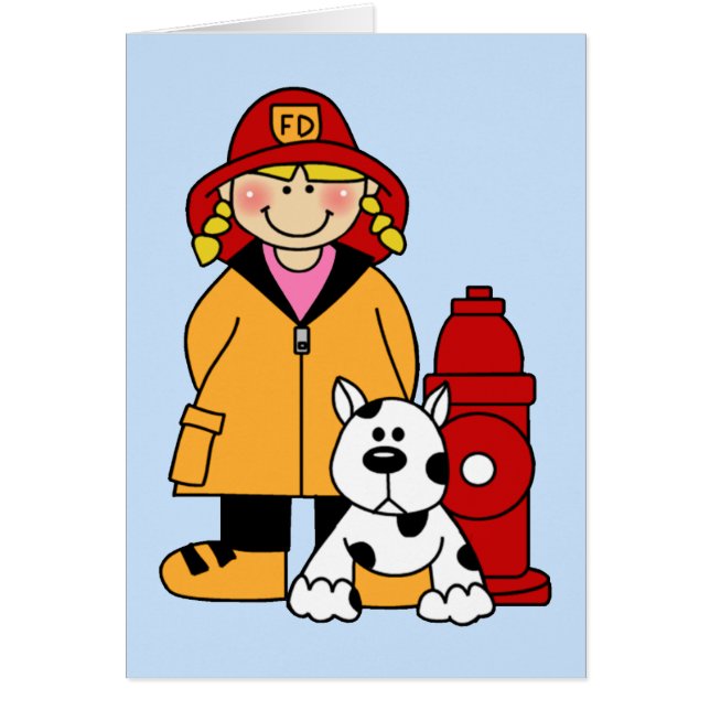Firefighter (Girl) Blank Card (Front)