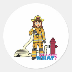 Firefighter Girl Classic Round Sticker