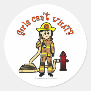 Firefighter Girl Classic Round Sticker