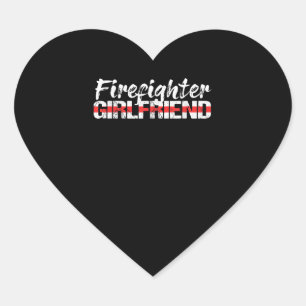 Firefighter Girlfriend Thin Red Line Firewoman Heart Sticker
