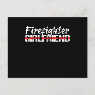 Firefighter Girlfriend Thin Red Line Firewoman Holiday Postcard