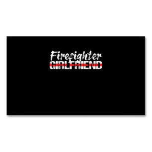 Firefighter Girlfriend Thin Red Line Firewoman Magnetic Business Card