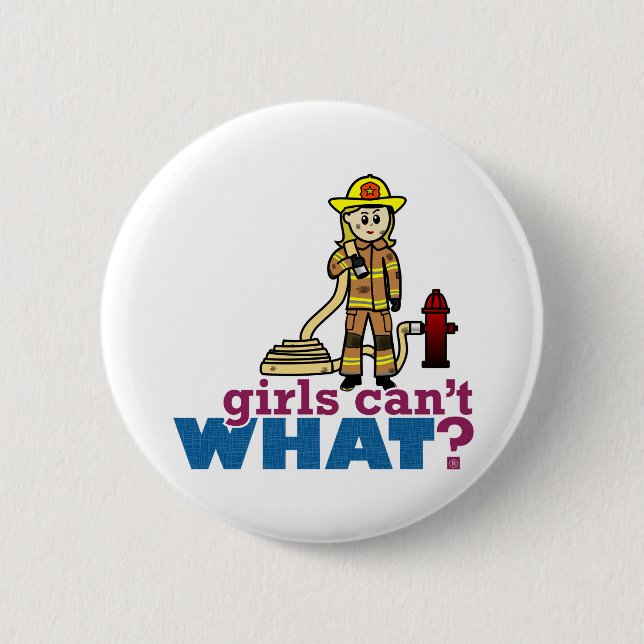 Firefighter Girls 6 Cm Round Badge (Front)