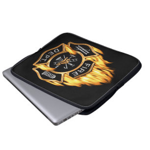 Firefighter Gold Badge Fire Laptop Sleeve