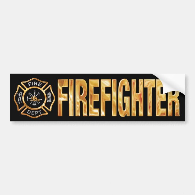 Firefighter Gold Bumper Sticker (Front)
