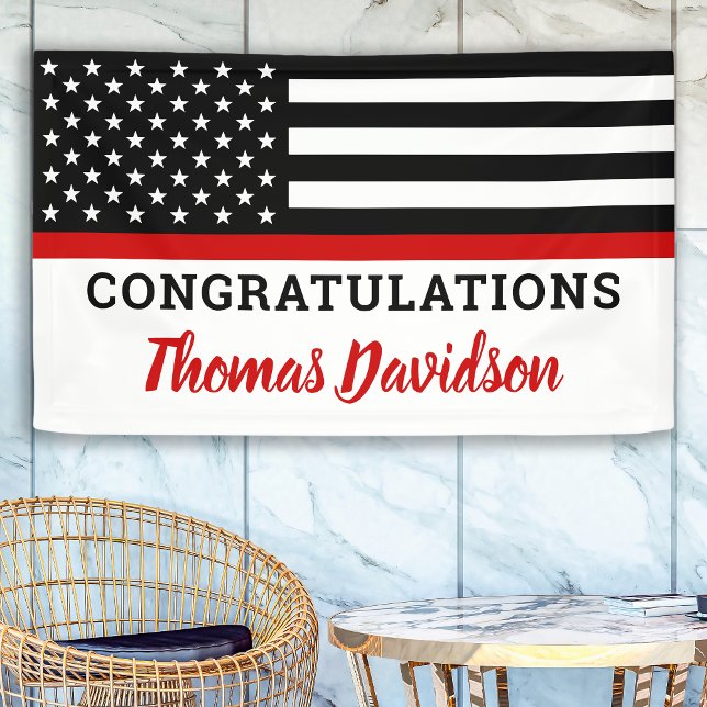 Firefighter Graduation Congrats Thin Red Line Banner (Creator Uploaded)
