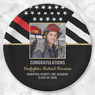 Firefighter Graduation Fire Academy Fireman Photo Paper Plate