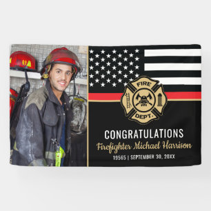 Firefighter Graduation Party Fireman Photo Banner