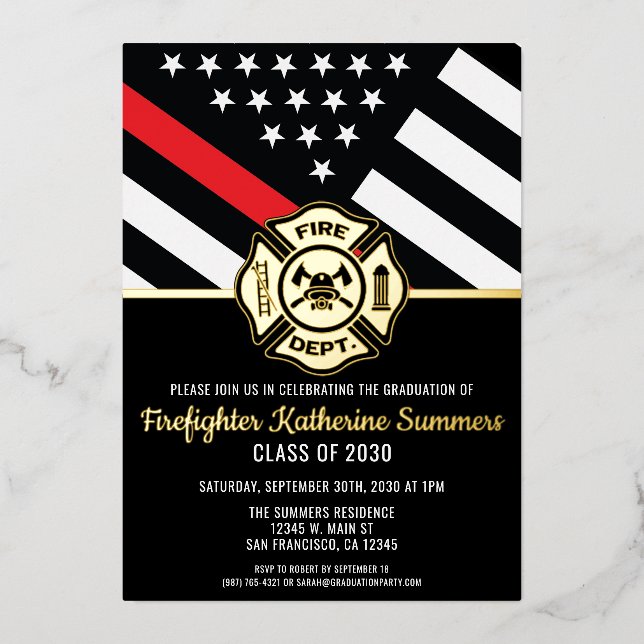  Firefighter Graduation Party Thin Red Line Flag (Front)