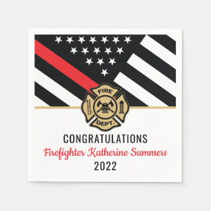 Firefighter Graduation Thin Red Line Fire Academy Napkin