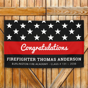 Firefighter Graduation Thin Red Line Party Banner