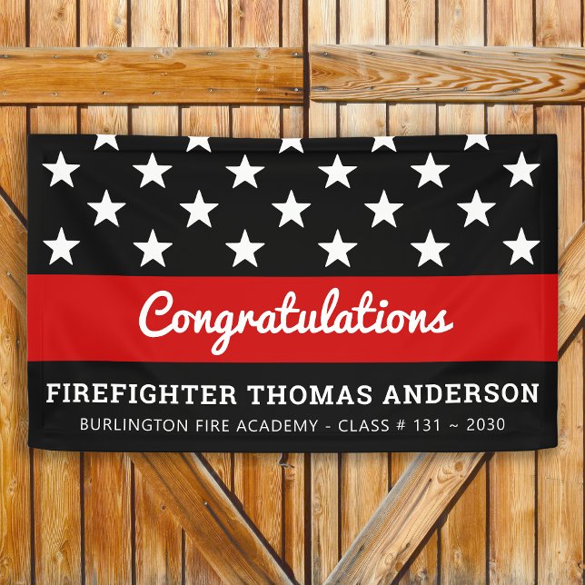 Firefighter Graduation Thin Red Line Party Banner (Creator Uploaded)