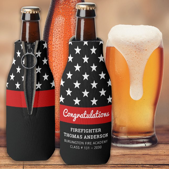 Firefighter Graduation Thin Red Line Party Bottle Cooler (Creator Uploaded)