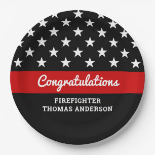 Firefighter Graduation Thin Red Line Party Paper Plate