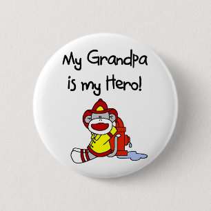 Firefighter Grandpa Hero 6 Cm Round Badge