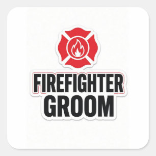 Firefighter Groom Square Sticker
