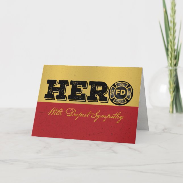Firefighter Grunge Hero Sympathy Card (Front)