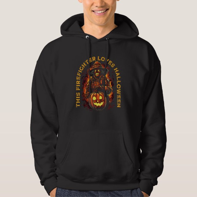 Firefighter Halloween Fireman Halloween Party Fire Hoodie (Front)