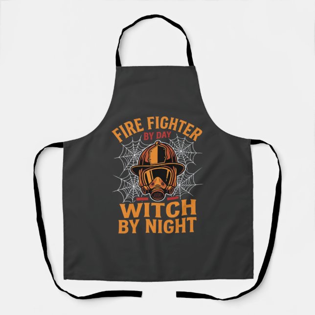 Firefighter Halloween Witch Night Design Apron (Front)