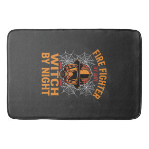 Firefighter Halloween Witch Night Design Bath Mat