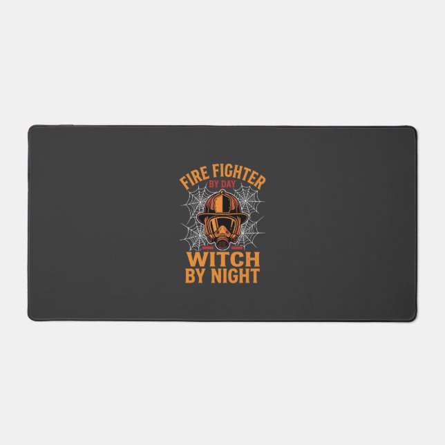 Firefighter Halloween Witch Night Design Desk Mat (Front)