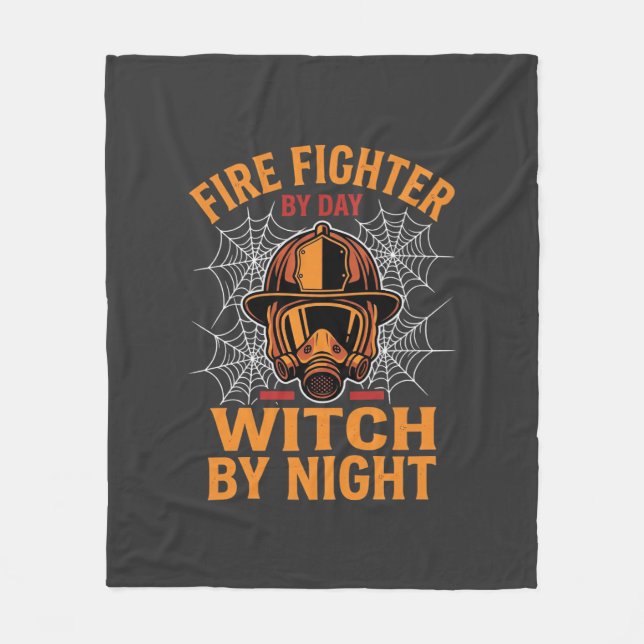 Firefighter Halloween Witch Night Design Fleece Blanket (Front)