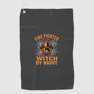 Firefighter Halloween Witch Night Design Golf Towel