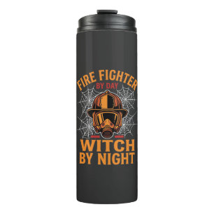 Firefighter Halloween Witch Night Design Thermal Tumbler