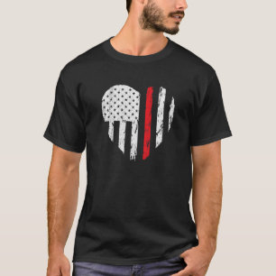 Firefighter Heart Love Distressed USA Flag Wife Gi T-Shirt