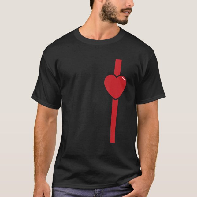 Firefighter Heart Red Line Valentines Day Cool Lov T-Shirt (Front)