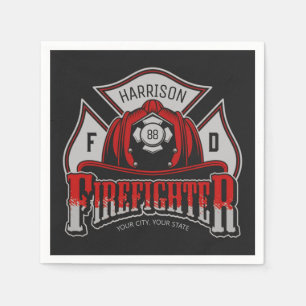 Firefighter Helmet ADD NAME Fire Department Rescue Napkin