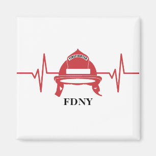 Firefighter Helmet Heartbeat Personalised Magnet