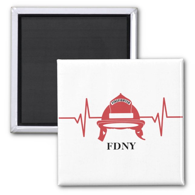 Firefighter Helmet Heartbeat Personalised  Magnet (Front)