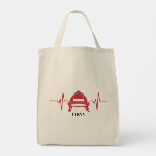Firefighter Helmet Heartbeat Personalised Tote Bag