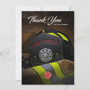 Firefighter Helmet & Jacket Thank You Postcard