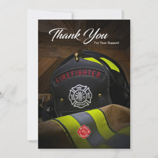 Firefighter Helmet & Jacket Thank You Postcard