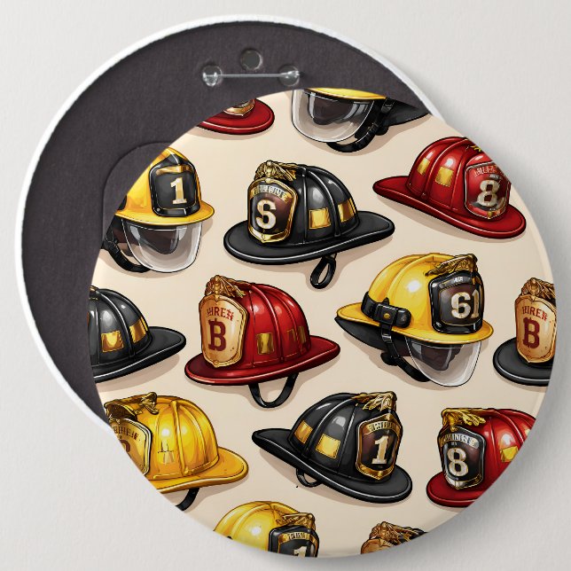 Firefighter helmet pattern fire station department 6 cm round badge (Front & Back)
