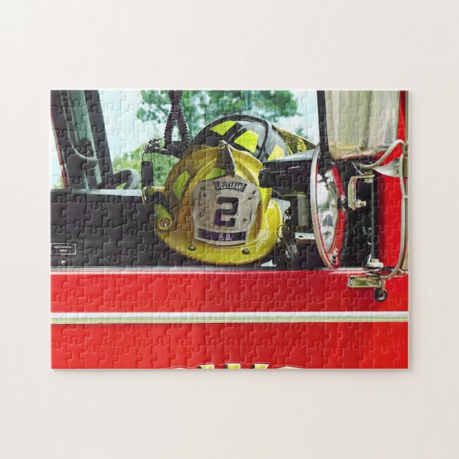 Firefighter Helmets Inside Fire Truck Jigsaw Puzzle (Horizontal)