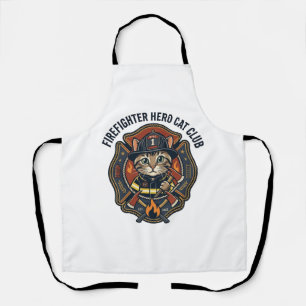 Firefighter Hero Cat Cat Graphic Tee Art - Firefig Apron