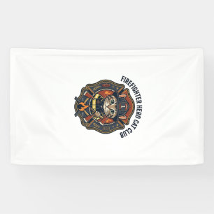 Firefighter Hero Cat Cat Graphic Tee Art - Firefig Banner