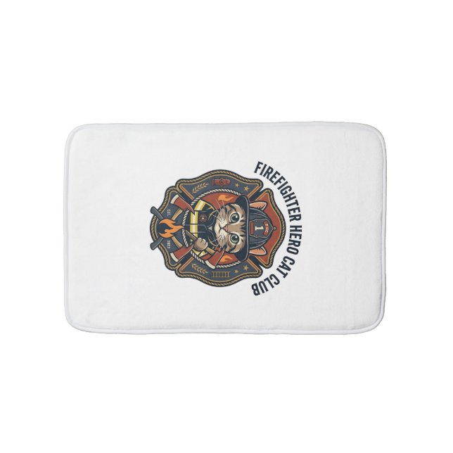 Firefighter Hero Cat Cat Graphic Tee Art - Firefig Bath Mat (Front)