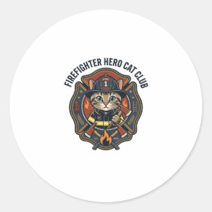 Firefighter Hero Cat Cat Graphic Tee Art - Firefig Classic Round Sticker
