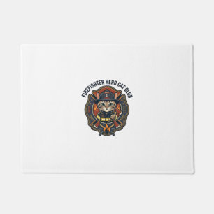 Firefighter Hero Cat Cat Graphic Tee Art - Firefig Doormat