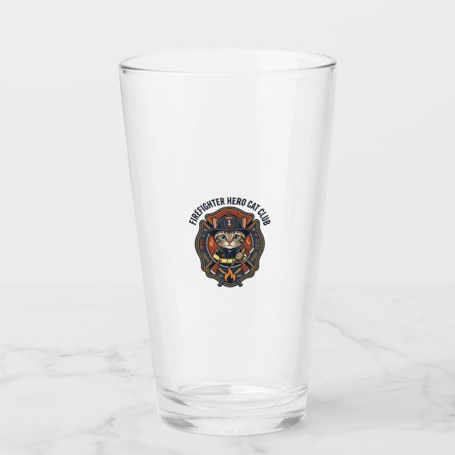 Firefighter Hero Cat Cat Graphic Tee Art - Firefig Glass (Front)