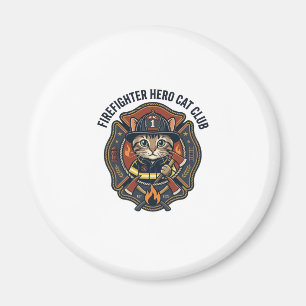 Firefighter Hero Cat Cat Graphic Tee Art - Firefig Magnet