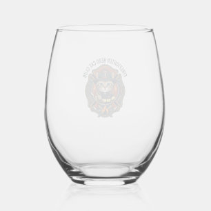 Firefighter Hero Cat Cat Graphic Tee Art - Firefig Stemless Wine Glass