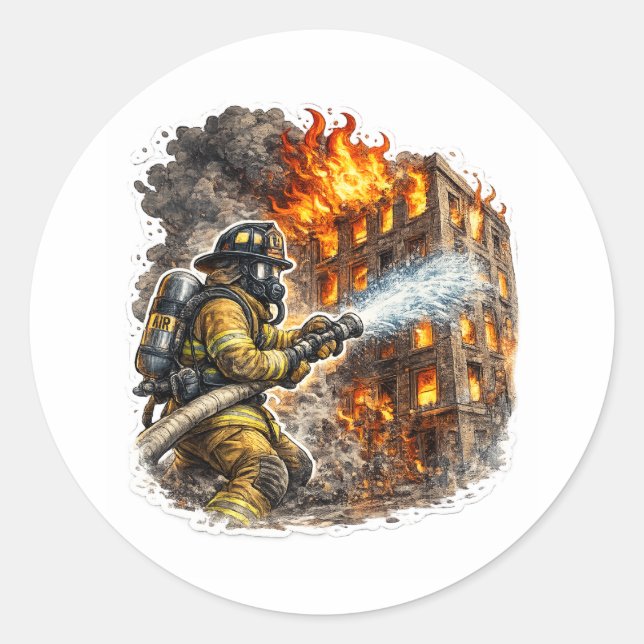 Firefighter Hero Fighting Fire Rescue Sticker (Front)