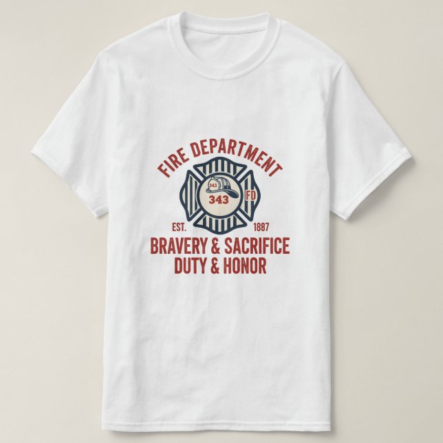 Firefighter Hero Pride T-Shirt with Maltese Cross (Design Front)